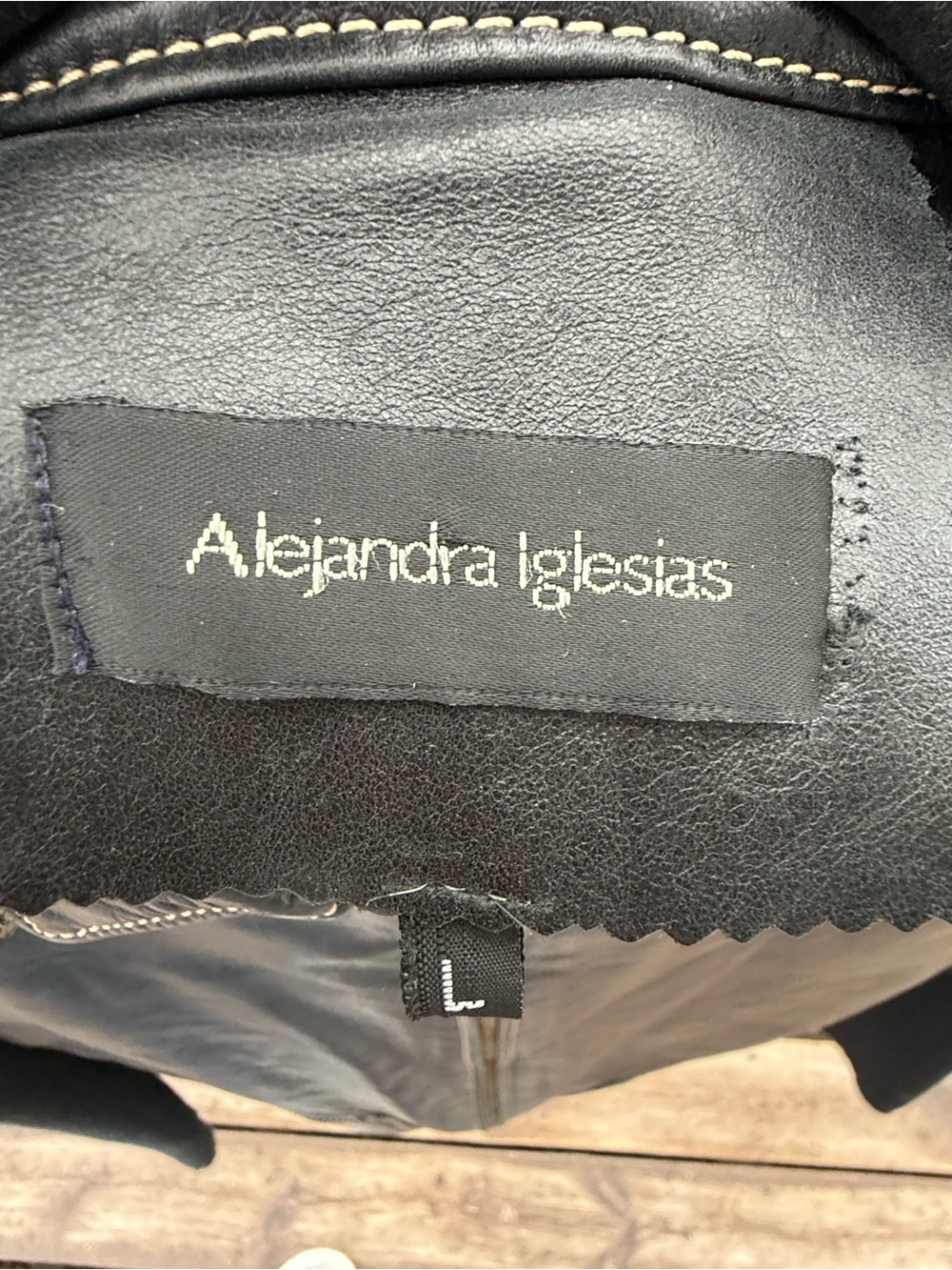 Women's Black Leather Zip-Front Jacket by - Picture 4 of 8